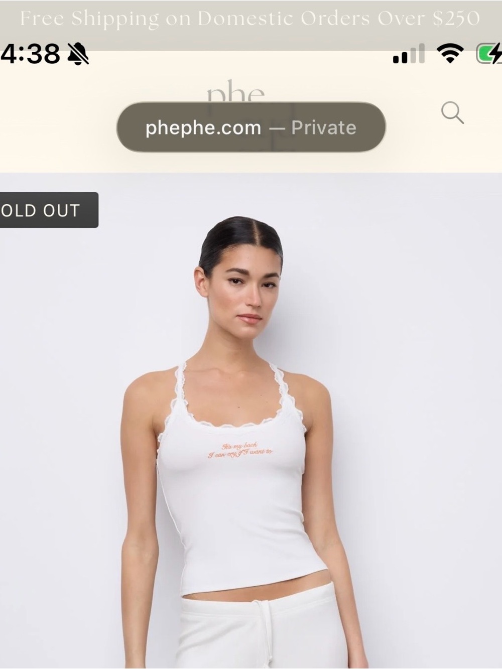 Phephe White Lace-Trim Ribbed Tank Top